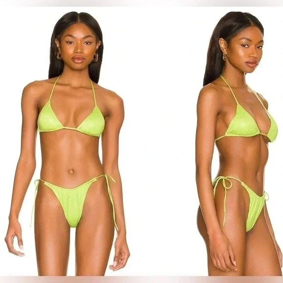 Monica Hansen Beachwear Full Set Small Padded Triangle Top | Criss Cross Bottom - Picture 3 of 15